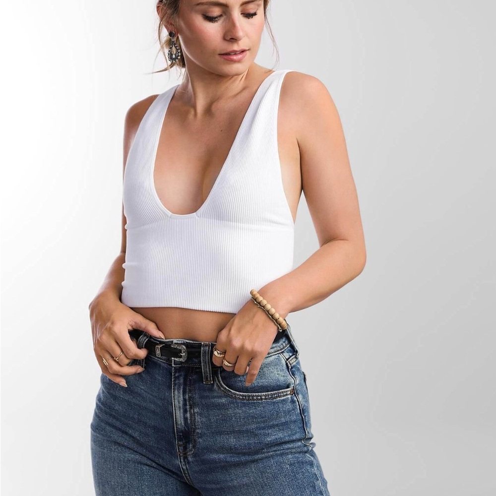 Free People White Everyday Seamless Cropped Brami - Fitted Cropped Tank Top NWOT